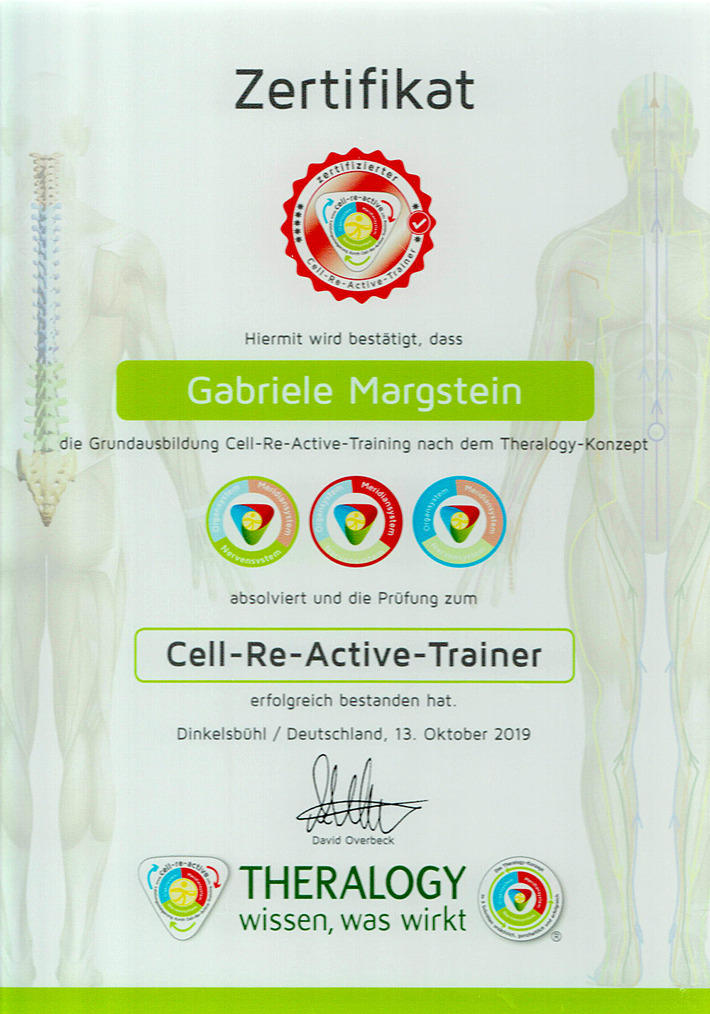 Zertifikat CRT 2019 Gabi Margstein Heilpraktikerin und Psychotherapeutin mit Praxis in Bühl (bei Rastatt / Baden-Baden)